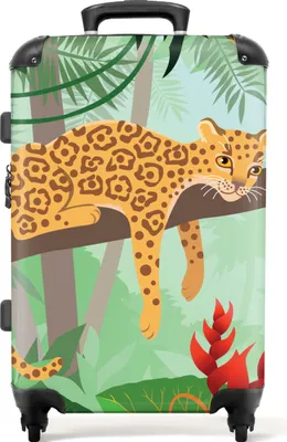 Produktbild von NoBoringSuitcases.com® Großer Koffer - Dschungeltiere - Tukan - Jungen - Mädchen - Leopard - Kombinationsschloss TSA - Hartschalen Trolley 4 Rollen - 72 liter - Reisekoffer - 66 cmKoffer Mittelgroß 67x43x25 cm, 72L,