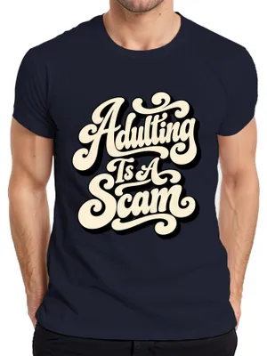 Produktbild von Adulting Is A Scam Lustiger Spruch Sarkasmus Erwachsenwerden Fun Herren T-Shirt, Navy, XL