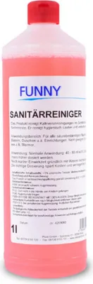 Produktbild von Sanitärreiniger Funny - 12 x 1L Flasche - entfernt Kalk, Seifenreste und Schmutz