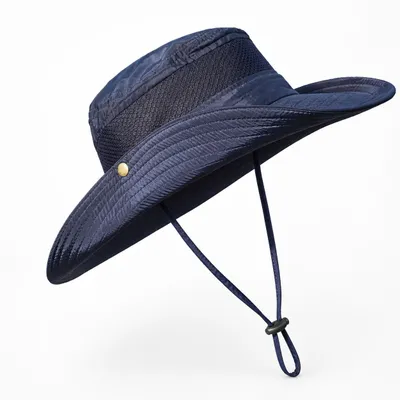 Produktbild von Fischerhut, Sonnenhut mit breiter Krempe schützt vor UV-Sonnenstrahlen beim Wandern, Camping, Angelsafari Armee, Marineblau