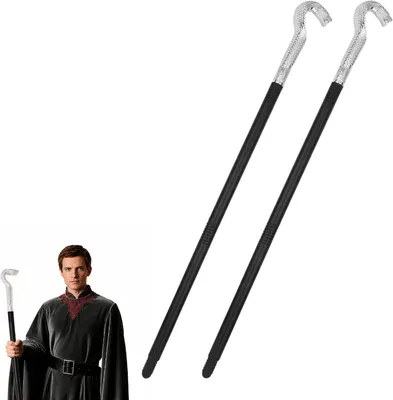Productafbeelding van Afneembare slangenkop scepter - Set van 2 - Schroefdraad Kostuumstaf - Zilverkleurige decoratieve staf voor Halloween