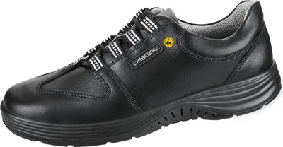A black Abeba ESD safety shoe is shown against a white background.
