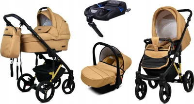 Produktbild von BabyLux® UZO | 4in1 Kinderwagen Set | Sand Pearl | Kombikinderwagen | Kinderwagenset | Isofix-Ba