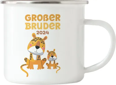 Produktbild von Großer Bruder 2024 Emaille Tasse Löwen Liebe Bruderliebe Family Geborgenheit Zusammenhalt Retter