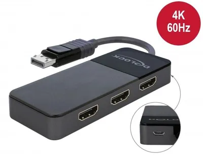 Image de Delock DisplayPort 1.4 Splitter 1 x DisplayPort vers 3 x HDMI MST