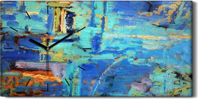 Produktbild von Leinwand Uhr Küche Wohnzimmer Bild Geräuschlos 60x30 Malerei Abstrakte Kunst - schwarze Hände