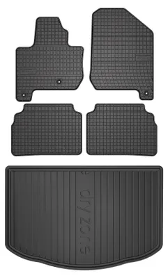 Productafbeelding van Rubberen automatten + kofferbakmat voor Kia Soul EV 2013-2019 (SUV/crossover) – 5-delig, zwart, op maat – Wielganizator SolidPRO