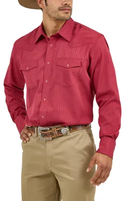 Produktbild von Wrangler Herren Sport Western Two Pocket Langarm Snap Shirt, Wein, Groß