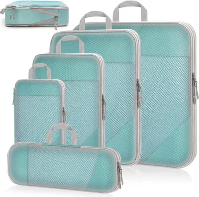 Produktbild von Famanu Koffer Organizer Set 5-teilig - Kompressionswürfel, blau