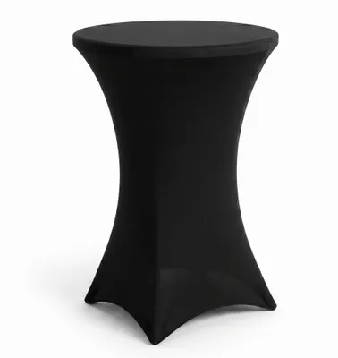 Immagine prodotto di IvoQ Copritavolo alto nero - Copertura elasticizzata per tavolo alto - Ø 80x110 cm - Extra spesso (180gsm) - Antipiega e lavabile