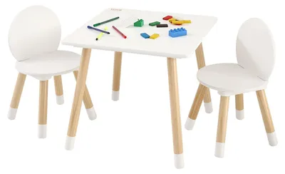 Produktbild von Kindersitzgruppe Kindertisch 2 Kinderstühle 1 Tisch aus Kiefernholz weiß