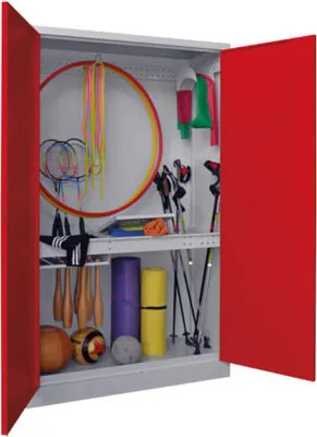 Produktbild von Sportschrank - Vollblechtüren - 1.950x1.200x500 mm (HxBxT) - lichtgrau/anthrazitgrau