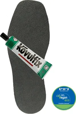 Produktbild von Langsohle Speckgummi Schuhsohle "Crepe" schwarz + 120gr. Kövulfix - 1 Paar Antirutschsohlen Schuhe 100% Vegan - Gummisohlen zum Aufkleben - Schonsohle aus Naturcrepe
