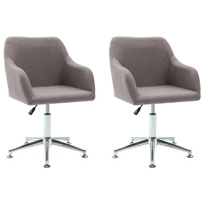 Image de Chaise de salle à manger Pivotante 2 pcs. Tissu taupe