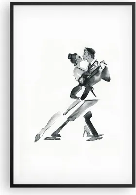 Produktbild von Gerahmtes Poster - Schwarzer Rahmen - Tango Zeichnen Schwarzweiß - 61x91,5 cm - Wand Bild - Wanddeko - Wandbilder - Wandposter - Bilderrahmen - Bilder - Kunstdruck - Wandbild - P2BPA61x91-4300