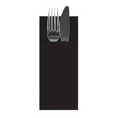 Produktbild von Bestecktaschen, Airlaid 40 cm x 33 cm schwarz mit Besteckfalz