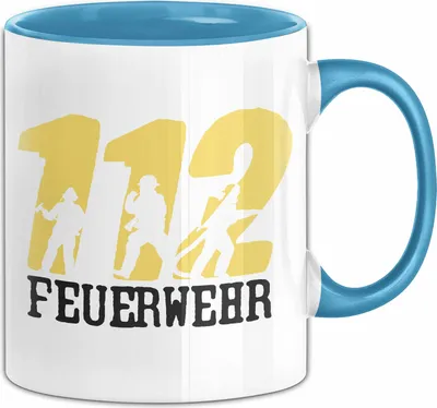 Produktbild von Feuerwehr Tasse Geschenk Für Feuerwehrmann Geschenkidee Hydrant 112 (Blau)