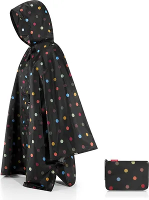 Image de reisenthel mini maxi poncho, veste de pluie, cape de pluie, cape de pluie, pliable, taille unique, dots / noir à pois, AN7009