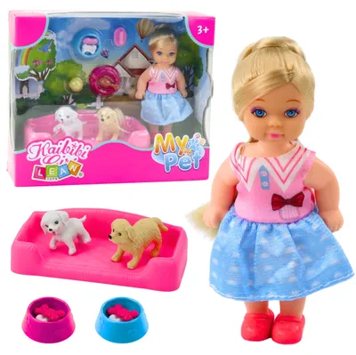 Immagine prodotto di Set mini bambola con ciotola per cibo per due cani