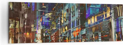 Produktbild von Bild auf Leinwand - Leinwandbild - Stadt Nacht Straße - 160x50cm - Wand Bild - Wanddeko - Leinwanddruck - Bilder - Kunstdruck - Wanddekoration - Leinwand bilder - Wandkunst - AB160x50-3787