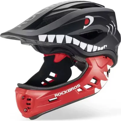 Zdjęcie produktu dla Kask dziecięcy z odpinana szczęką 2w1 ROCKBROS TT-32005 Red Shark czerwony M