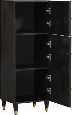 Produktbild von vidaXL Highboard mit Regal Schwarz 40 x 33 x 110 cm Massivholz Mango