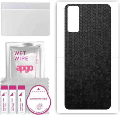 Produktbild von apgo Rückseite Schutzfolie, Skin, kompatibel mit Vivo Y30 V2034A, Hinten Displayschutzfolie aus Vinylfolie, kratzfest, einfache Montage - Schwarze Honigwabe