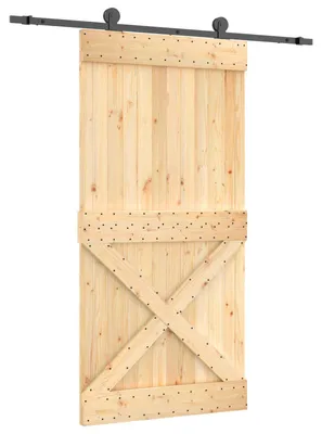 Produktbild von Schiebetür Natürlich und Schwarz 100 x 210 cm Massivkiefer