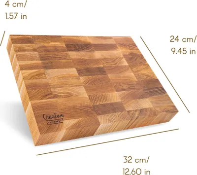 Produktbild von Creative Home Schneidebrett Holz Brett Eiche Küche - 32 x 24 x 4 cm - Groß Küchenbrett