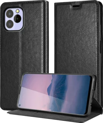 Produktbild von Cadorabo Hülle für Oukitel C21 PRO in NACHT SCHWARZ Schutzhülle mit Magnetverschluss, Standfunktion und Kartenfach Flip Case Cover Etui Handy Klapp Hülle Book Tasche