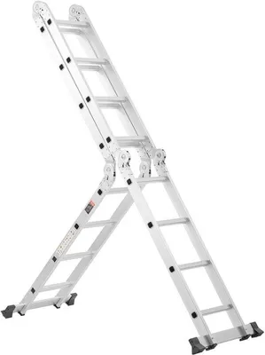 Produktbild von Multifunktions-Stufenleiter, 7-in-1 hochklappbare Stufenleiter, 4-stufige Teleskopladder mit A-Frame, 15,5 m hohe robuste Stufenleiter, 330 lbs Tragfähigkeit für den Hausgebrauch.