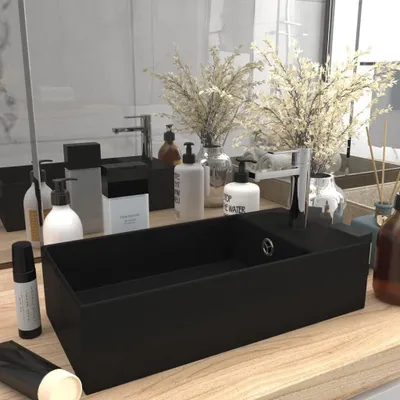 Immagine prodotto di Lavabo in Vetroceramica, colore nero opaco, con troppofilo