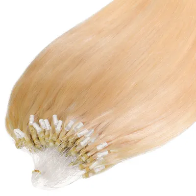 Immagine prodotto di hair2heart Premium Microring Extension capelli umani lisci - 25 ciocche 1g 60cm 9/0 biondo chiaro