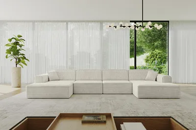 Produktbild von ALTDECOR Ecksofa in U-Form IREA-U2-v3 386x165x77 cm Cremeweiß Corner Sofa Bett Eckcouch Couch L-Form Wohnlandschaft Cauchsofa