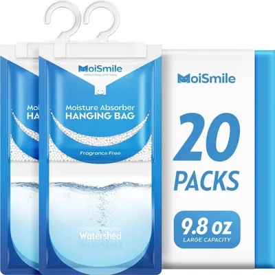 Zdjęcie produktu dla Absorber wilgoci, zestaw 20 sztuk, bez zapachu, do zawieszenia, do samochodu, łazienki, sypialni, piwnicy