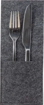 Produktbild von Design Bestecktaschen aus Filz abwaschbar | 6er-Set | Tischsets, Platzsets, Tischdecken | Dunkelgrau Anthrazit 10x24 cm (BxH)