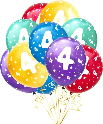 Produktbild von Oblique Unique Luftballon Set Zahl 4 für 4. Geburtstag Kindergeburtstag Party 10 Deko Ballons Geburtstagsdeko bunt