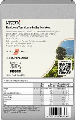 Produktbild von Nescafé 2in1 Sticks, Instantkaffee mit Creamer, Instant Kaffee, 10 Portionssticks