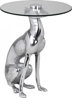 Produktbild von Wohnling Design Deko Beistelltisch Figur DOG aus Aluminium Farbe Silber