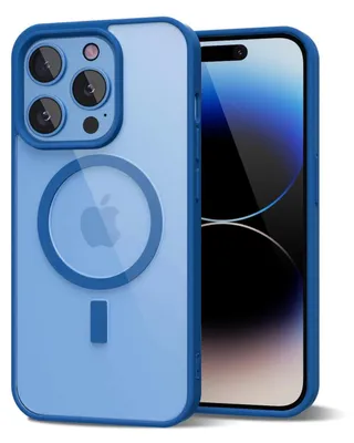 Obrázek produktu pro Magnetický kryt pro iPhone 14 Pro, kompatibilní s MagSafe, průhledné nárazuvzdorné pouzdro, ochranný zadní kryt Modrá