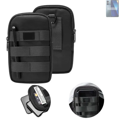 Produktbild von K-S-Trade Holster Gürtel Tasche kompatibel mit Xiaomi POCO C65 Handy Tasche Schutz Hülle dunkel-grau viele Fächer, 1x