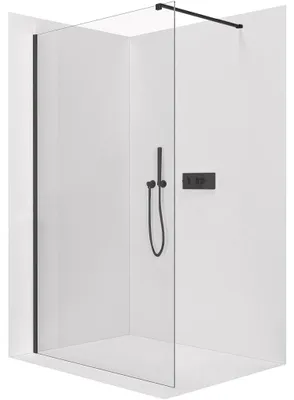 Obrázok produktu pre Sprchová zástená Walk-in Onyx Cube, ľavá/pravá - 10 mm - hranatá nosná konštrukcia - matná čierna, priehľadné sklo - 160x200 cm
