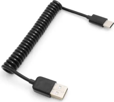 Produktbild von System-S USB Type C 3.1 zu USB 2.0 Spiralkabel Datenkabel Ladekabel Kabel 30 -50 cm schwarz