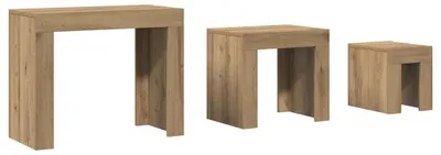 Zdjęcie produktu dla vidaXL Zestaw stolików 3 szt. Materiał drewnopochodny dąb rzemieślniczy