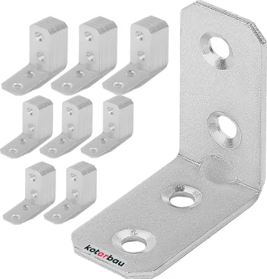 Produktbild von KOTARBAU® 100er Set Winkelverbinder 40 x 40 x 20 x 2 mm mit Sicke Stahl Bauwinkel Montagelöcher Möbelverbinder Verzinkt Schwerlast Holzverbinder Montagewinkel