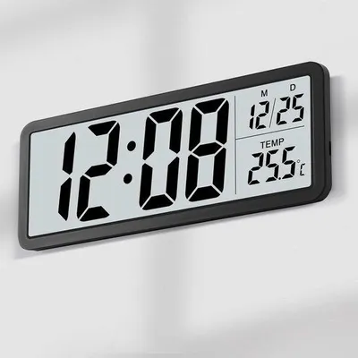 Obrázek produktu pro Digitální nástěnné hodiny s LED displejem, ukazatelem teploty, kalendářem a funkcí ztlumení zvuku
