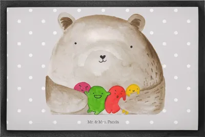 Produktbild von Mr. & Mrs. Panda abstreifer Bär Gefühl 50 x 75 cm - Grau Pastell - Geschenk, fußmatte, Fussmatte, Durchgedreht, Schmutzfangmatte, Teddy, Schmutzmatte, Verrückt, Wahnsinn