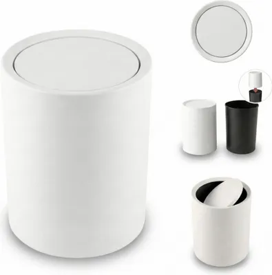 Obrázek produktu pro Koupelnový odpadkový bílý koš RUND, 6 l