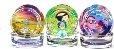 Produktbild von Aschenbecher Rick and Morty 6er Set Display Ascher transparent Glas rund ashtray