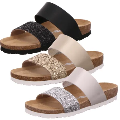 Produktbild von Rohde 5596 Alba Damen Pantoletten Clogs Glitzer, Größe:37 EU, Farbe:Schwarz